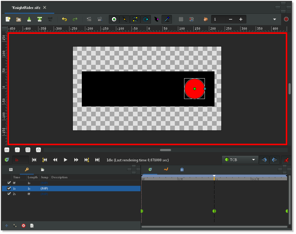 Canvas Window, Keyframes Panel and Time Track Panel